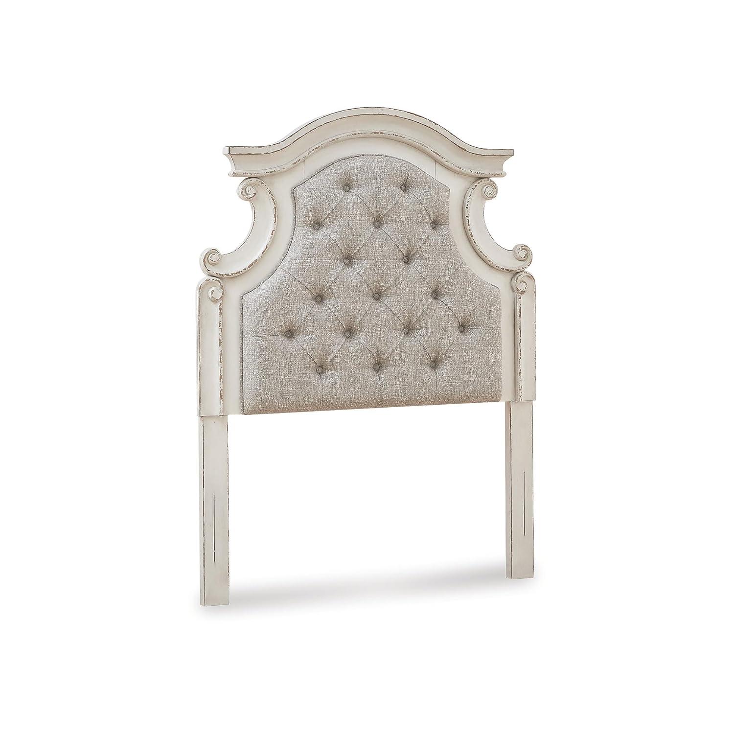 Twin Realyn Upholstered Panel Headboard Beige - Signature Design by Ashley: Vintage Style, Tufted, Wood Frame Mounted