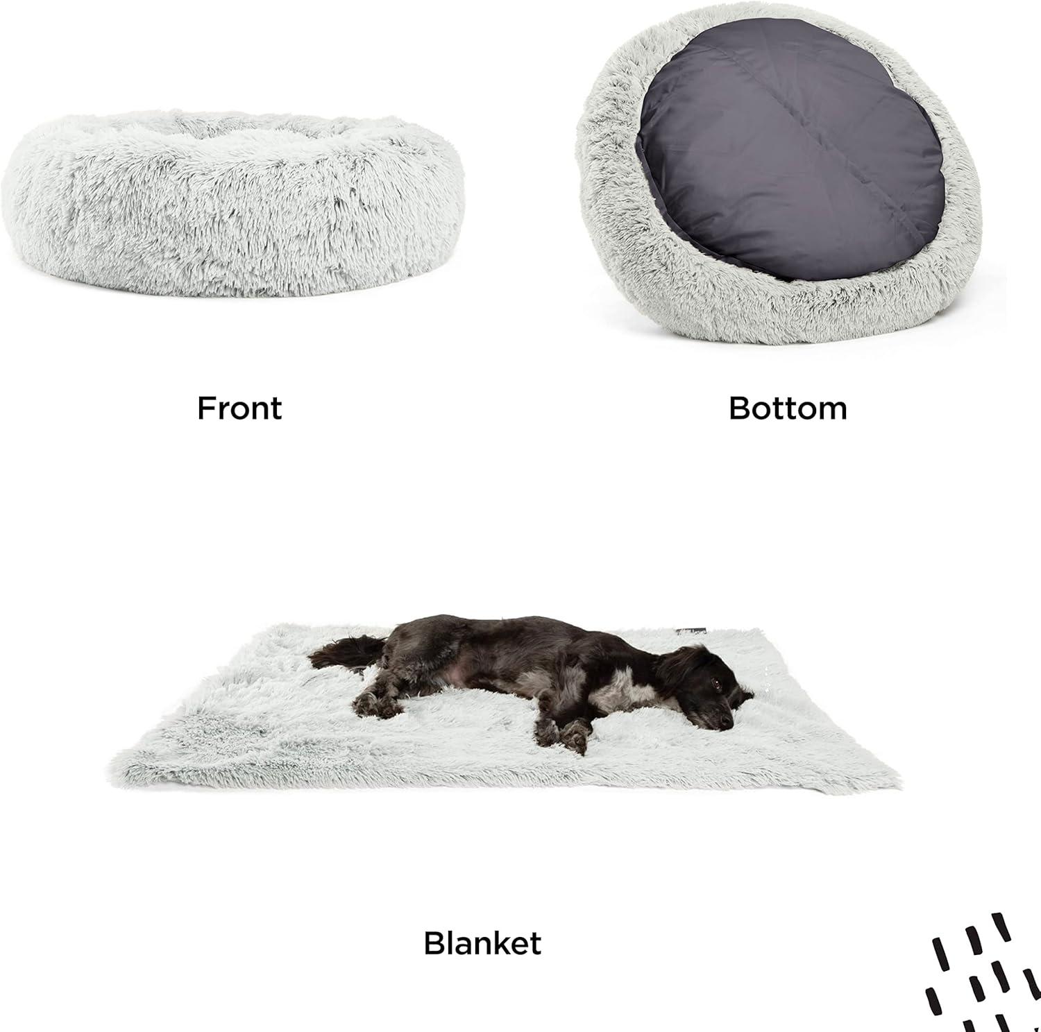 Large Orthopedic Elevated Gray Vegan Nylon Donut Pet Bed