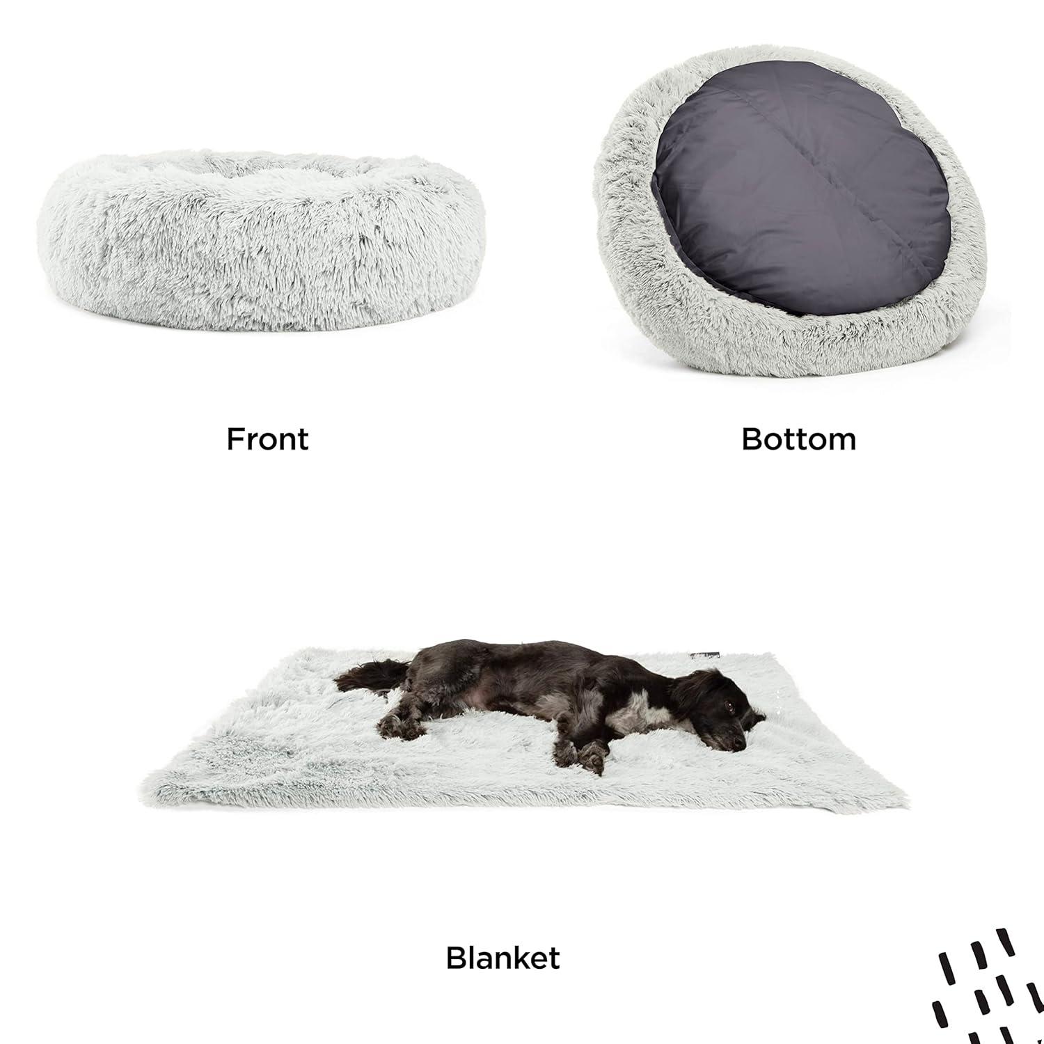 Large Orthopedic Elevated Gray Vegan Nylon Donut Pet Bed