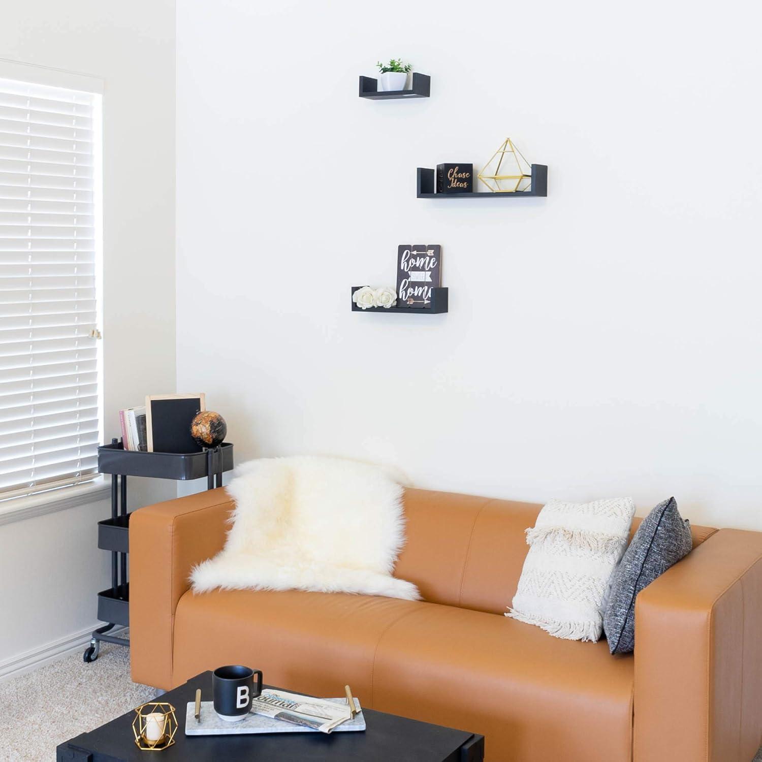 3pc Wall Shelving Set Black - Danya B.: Contemporary Floating Display & Storage