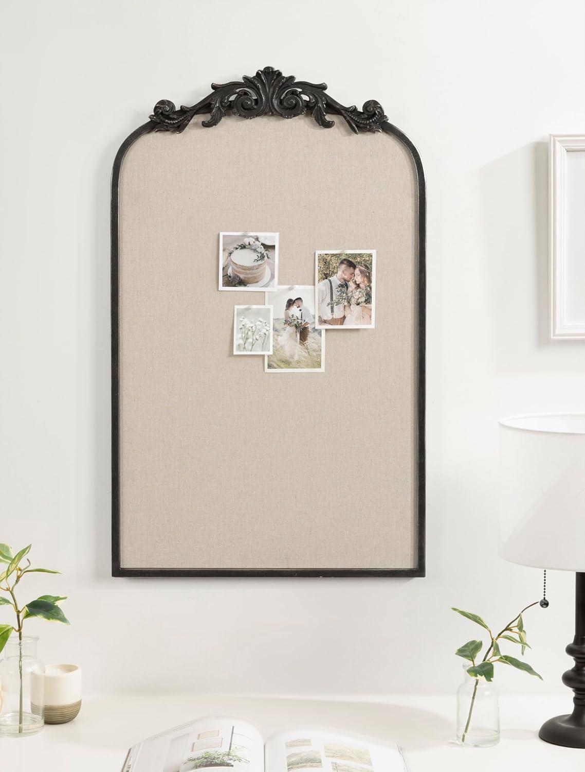 Arendahl Black Ornate Framed Arch Pinboard with Linen Surface