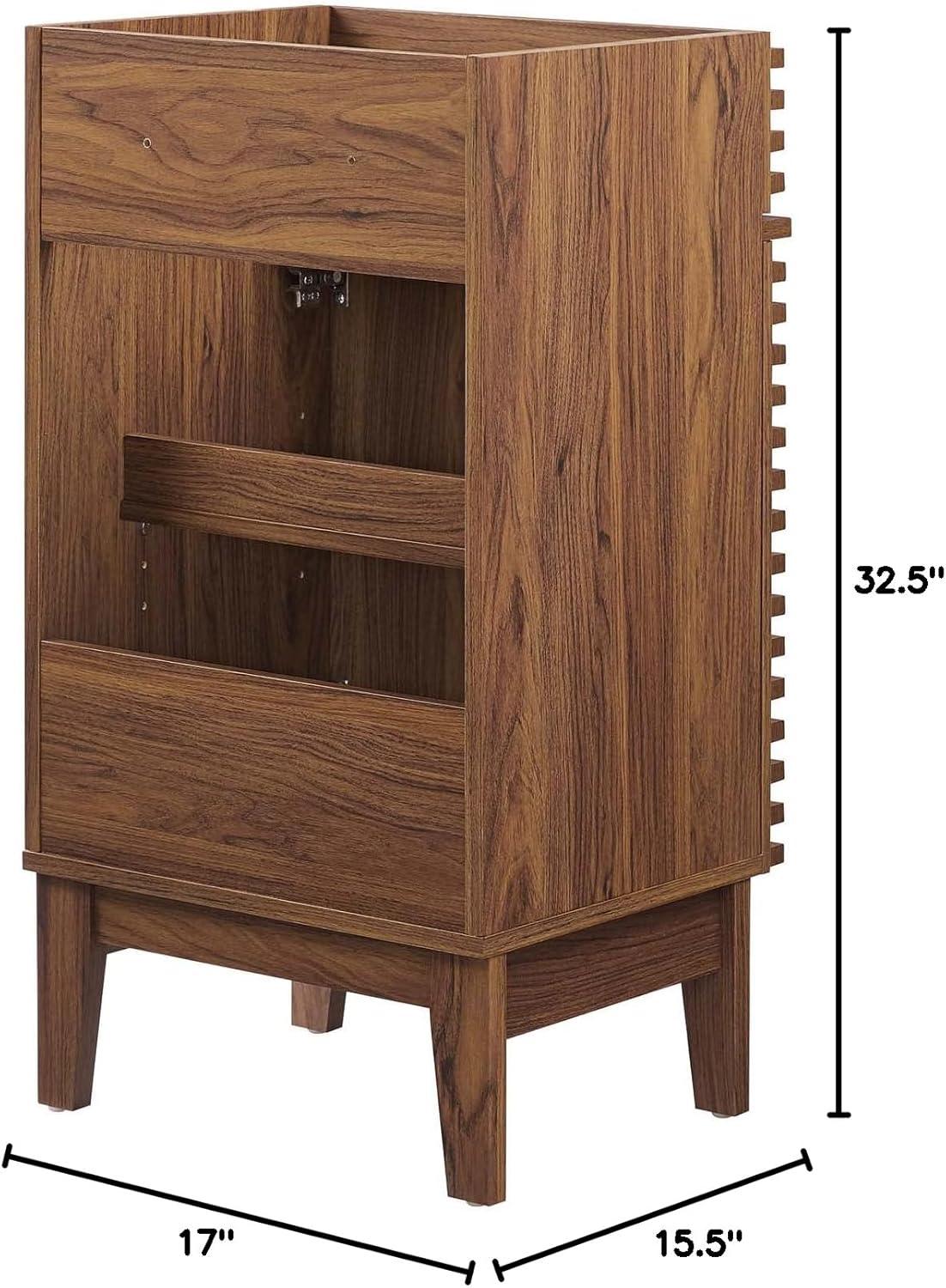 Vanity Cabinet (Sink not included), Walnut, Wood, Mid Century Hotel Bedroom Bathroom, Modern Contemporary HB33490