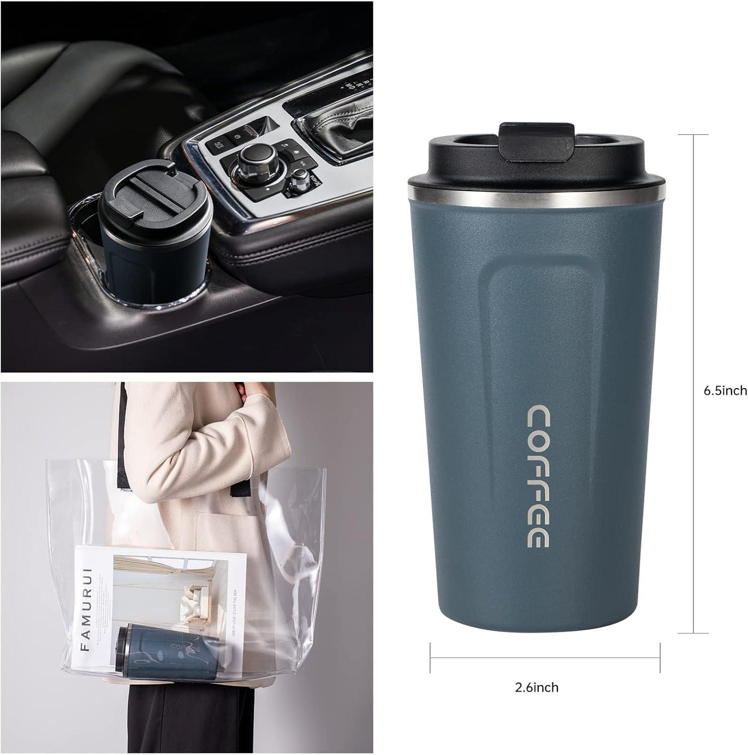 Travel Coffee Mug, 17oz Insulated Tumbler with Lid Spill Proof, Leakproof Stainless Steel Vacuum Cups for Iced / Hot Coffee Gift for Mothers & Fathers