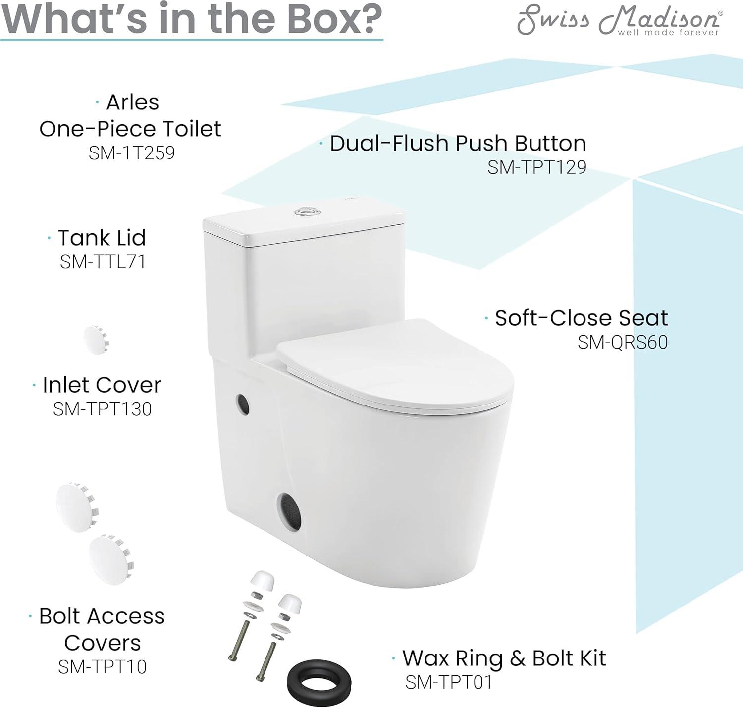 Arles One-Piece Elongated Toilet Vortex Dual-Flush 0.8/1.18 gpf