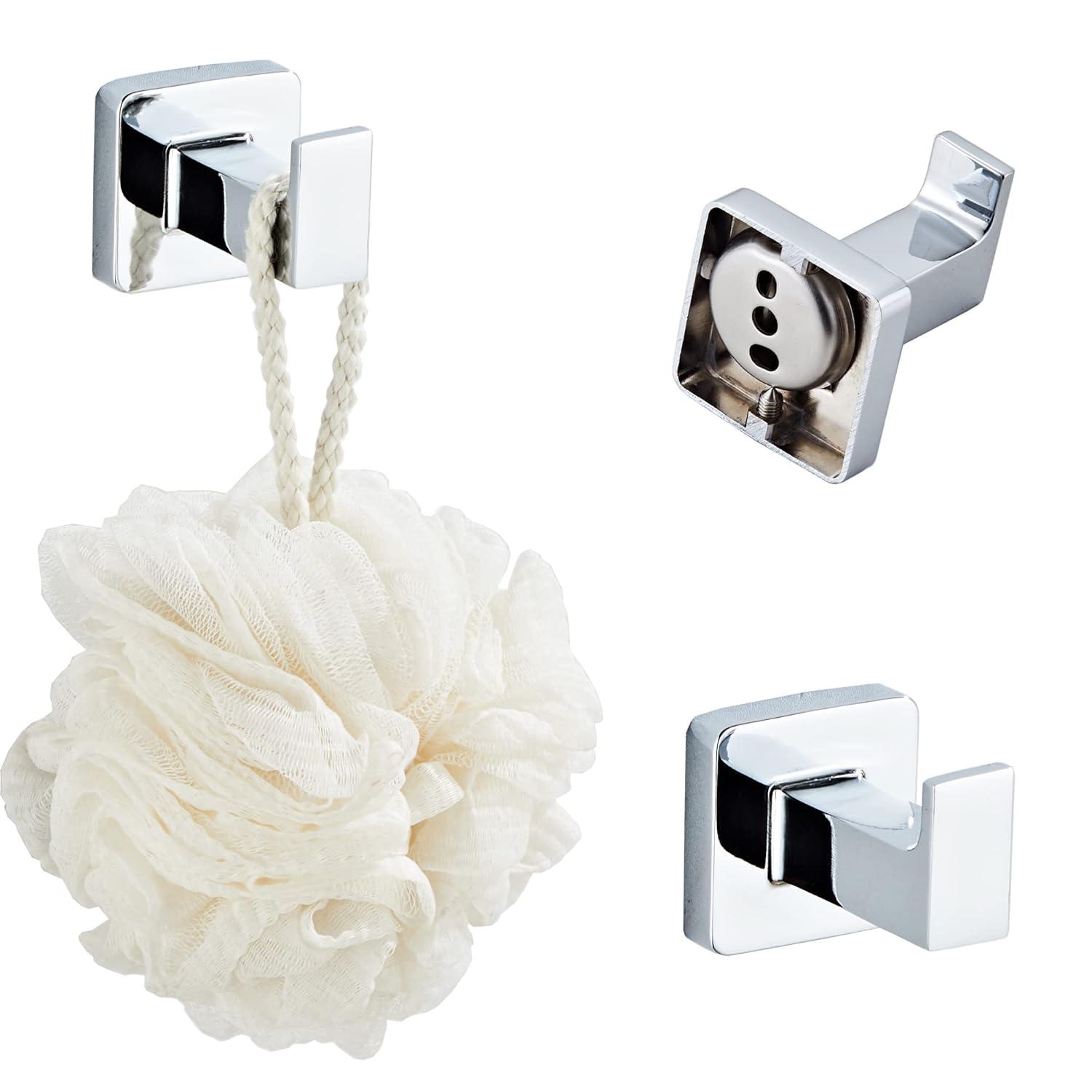 Chrome Bathroom Hardware Set 4 Pieces,Bathroom Accessories Set Stainless Steel Wall Mounted, Hand Towel Bar, Towel Ring, Robe Towel Hooks,Toilet Paper Holder,Towel Bar Set, 23.6 Inch