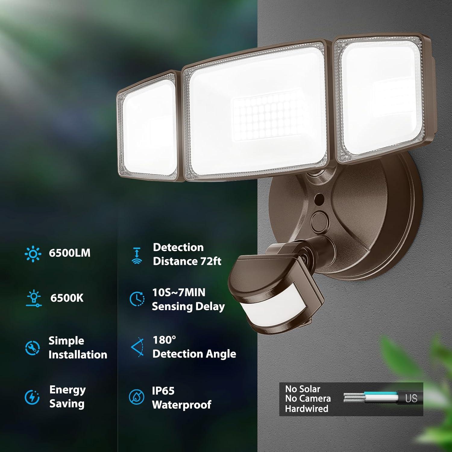 Brown 65W LED Motion Sensor Security Flood Light