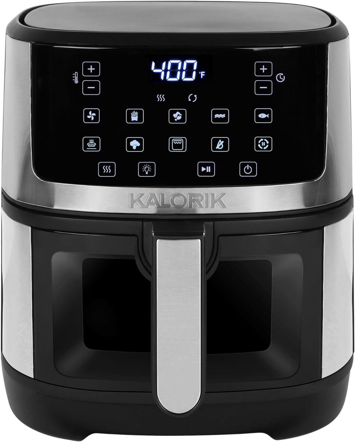 Kalorik® 5-Quart Touchscreen Air Fryer with Window, Stainless Steel