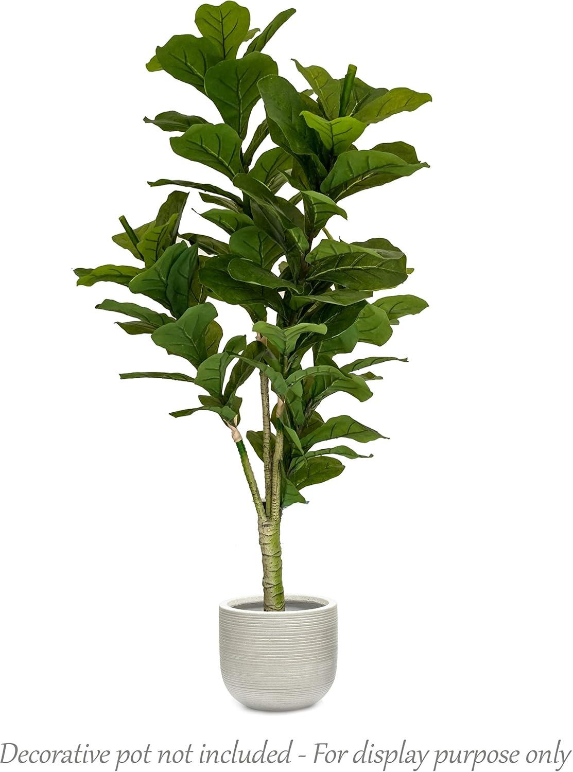 AMERIQUE Gorgeous & Dense 4.5' Fiddle Leaf Fig Tree Artificial Silk Plant with UV Protection, with Nursery Plastic Pot, Feel Real Technology, Super Quality, Feet, Green