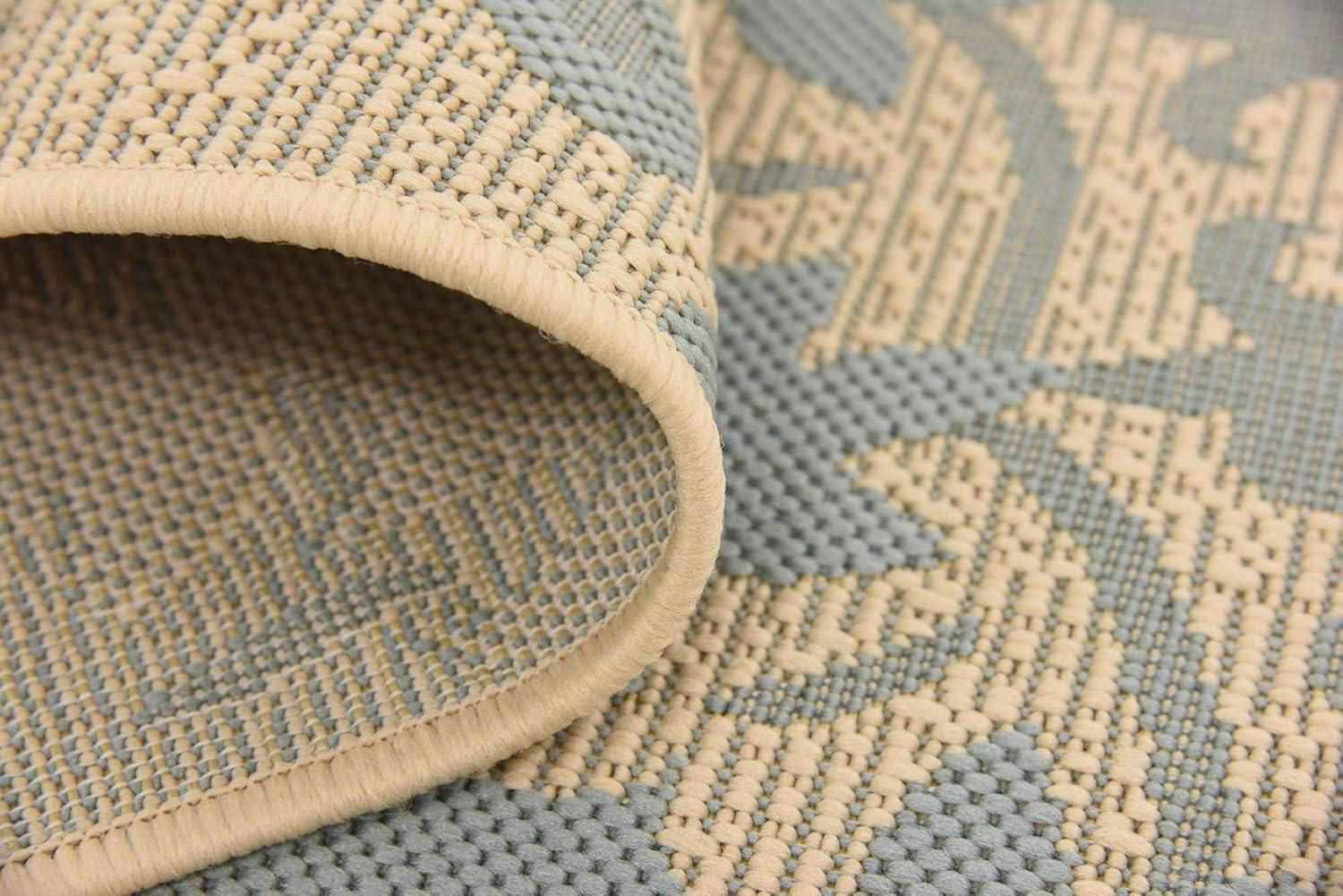 Unique Loom Outdoor Botanical Collection Area Rug - Medallion (7' 1" x 10' Rectangle Aqua/Beige)