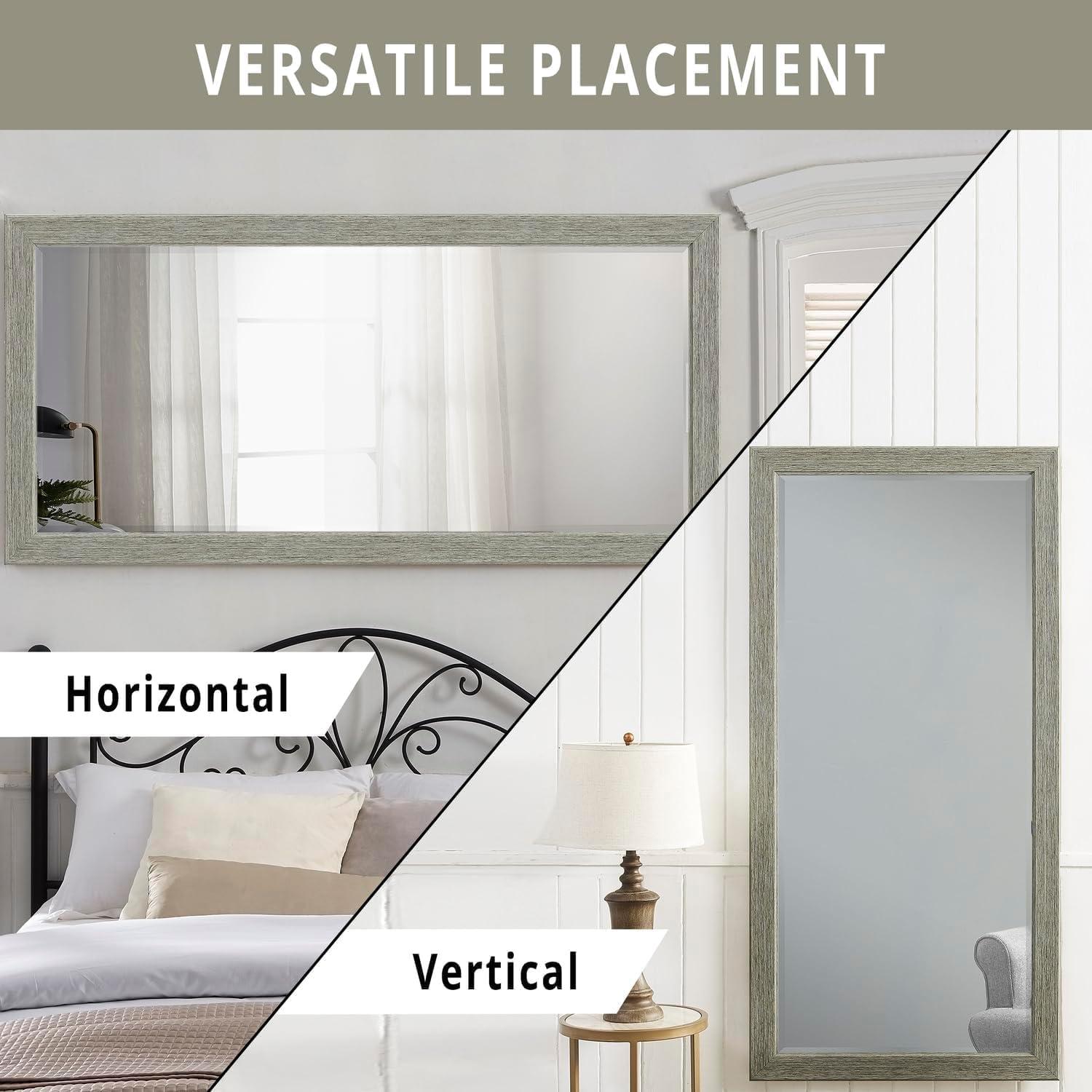 Rustic Green-Gray Full Length Wood Floor Mirror