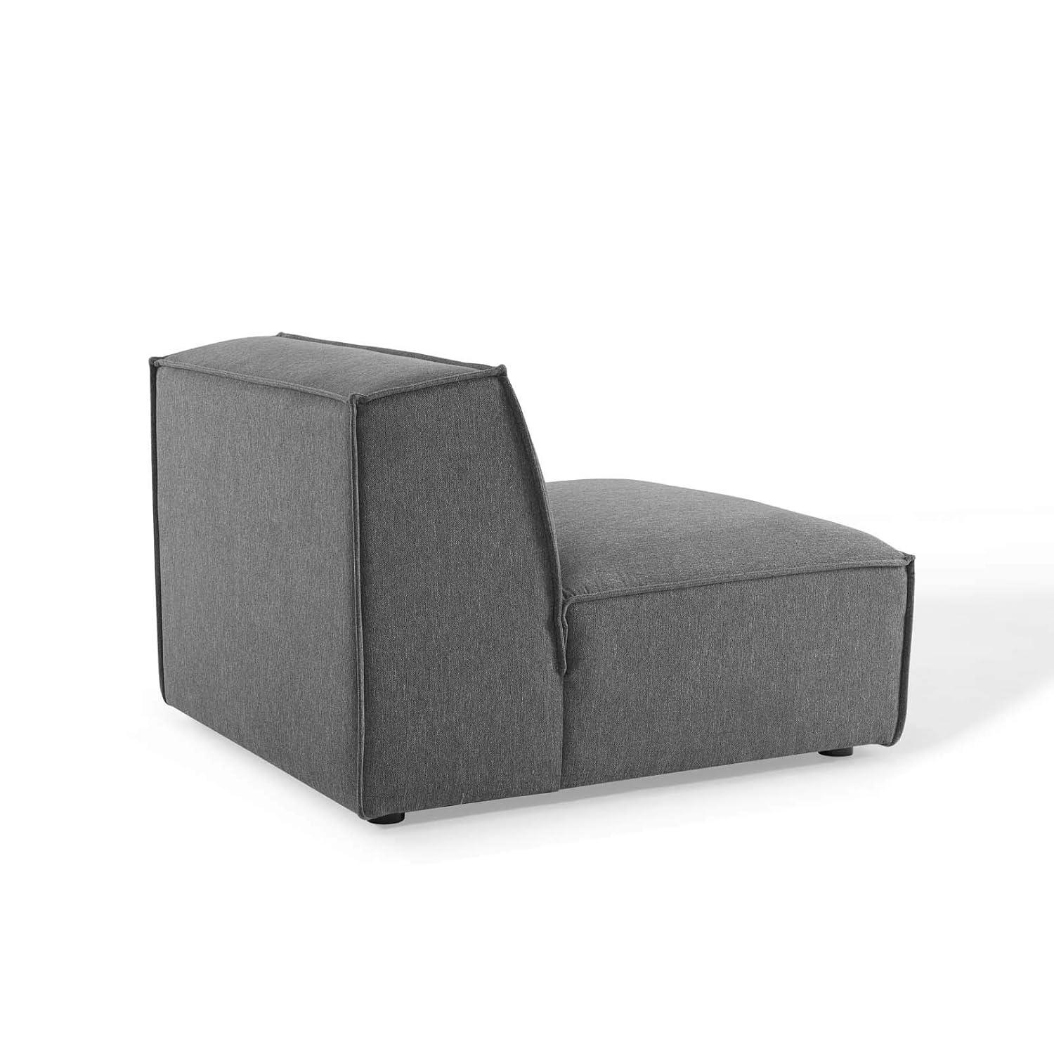 Modway Restore Polyester Fabric Sectional Sofa Armless Chair in Charcoal