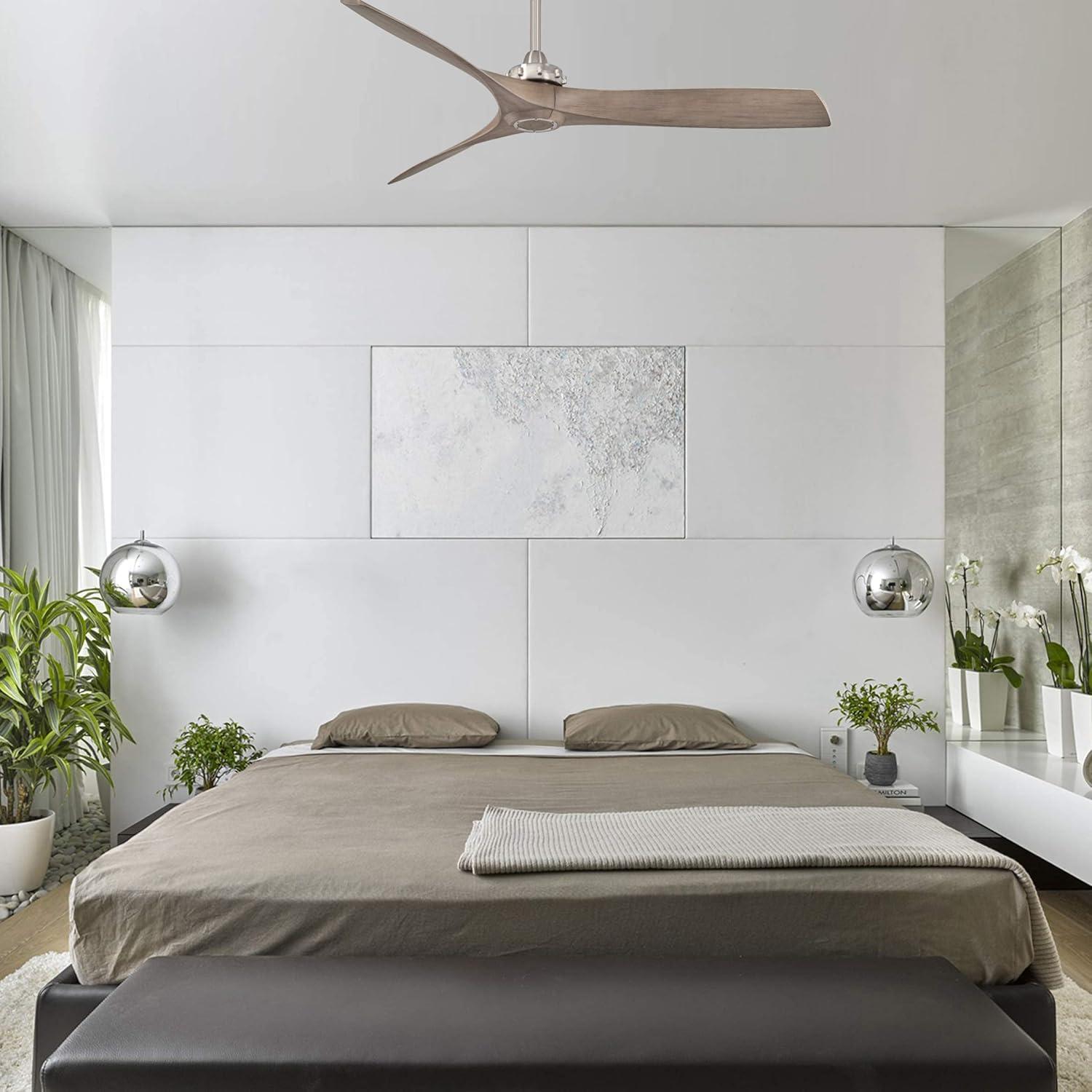 60" Minka Aire Modern Farmhouse Indoor Ceiling Fan with Remote Control Brushed Nickel for Living Room Kitchen Bedroom Family Home