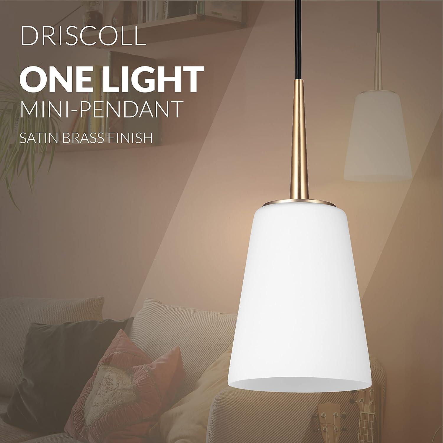 Driscoll Satin Bronze Mini-Pendant with Cased Opal Etched Glass Shade