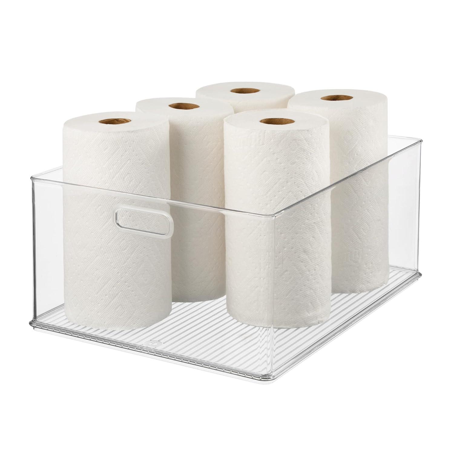 iDesign Plastic Stackable Storage Bin, 18" L X 13.91" W X 8.5" H, Clear