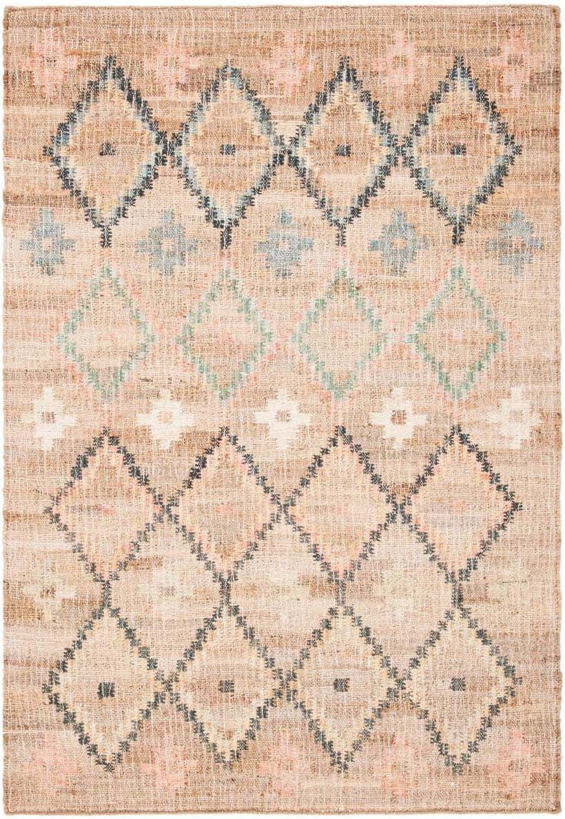SAFAVIEH Kilim Mendoza Geometric Floral Area Rug, Natural/Blue, 9' x 12'