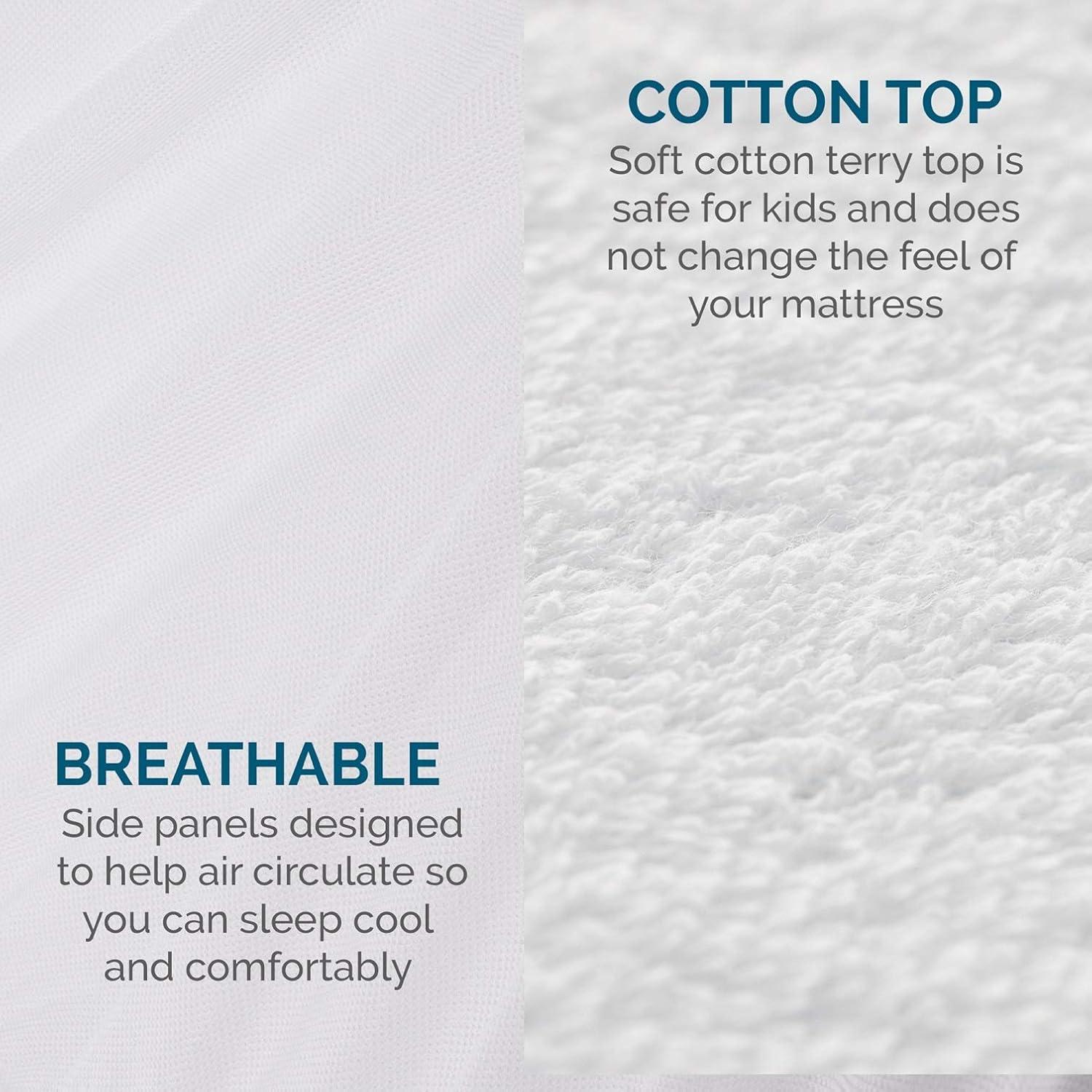 Twin XL White Cotton Terry Waterproof Mattress Protector