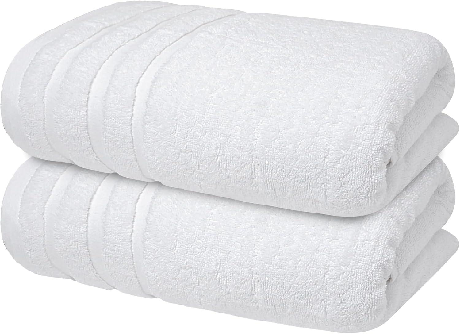 Brilliant White Cotton Luxury Bath Towels Set of 2