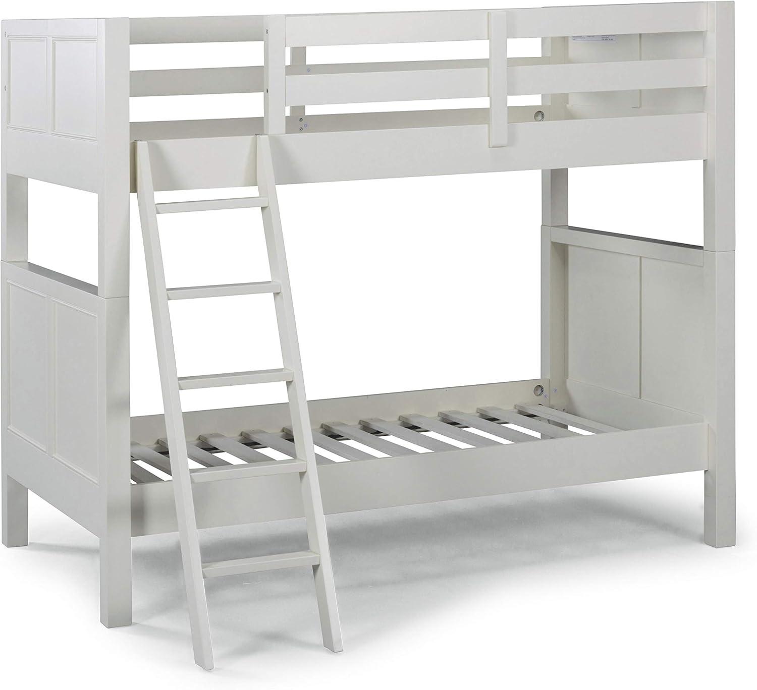 Homestyles Naples Wood Twin Over Twin Bunk Bed in Off White