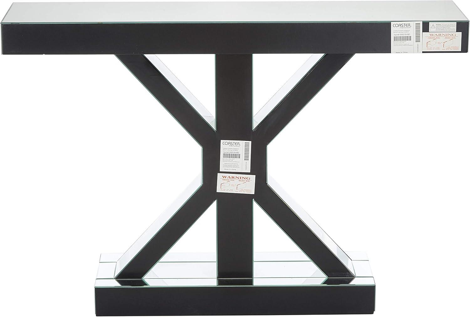 Coaster Company Essence Reventlow X-Shaped Base Console Table Clear Mirror