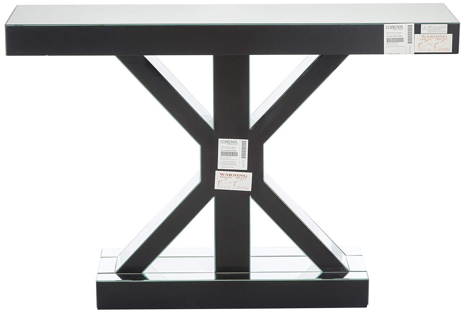 Coaster Company Essence Reventlow X-Shaped Base Console Table Clear Mirror