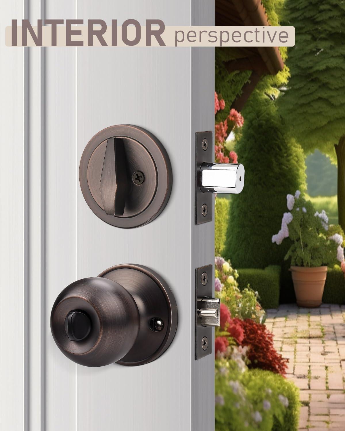 Oil Rubbed Bronze Stainless Steel Entry Door Lockset with Deadbolt, 4 Pack