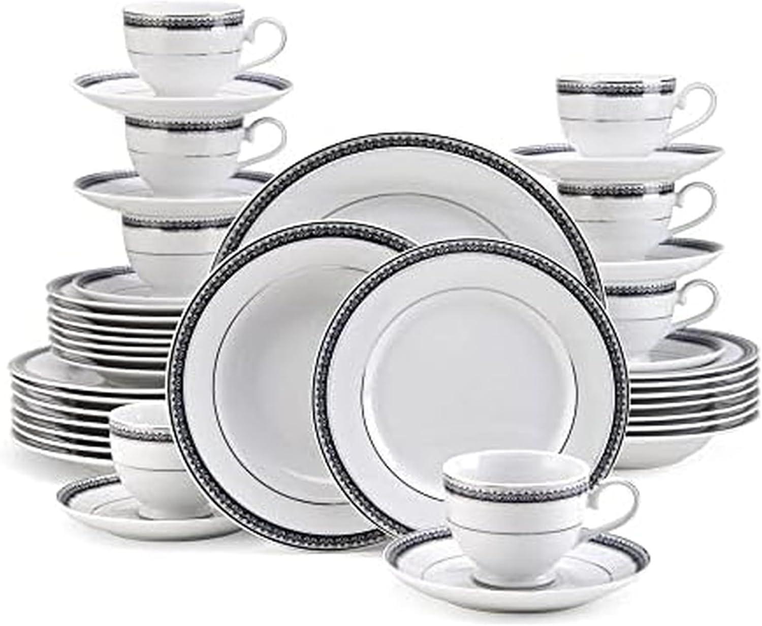 Mikasa Platinum Crown 40-Piece Porcelain Dinnerware Set, Service for 8