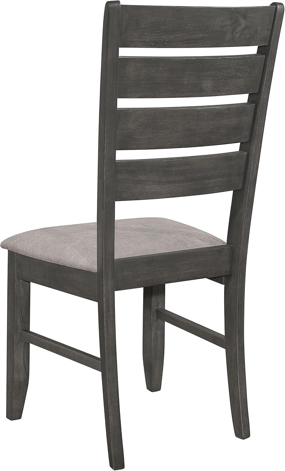 Dark Gray Upholstered Ladderback Wood Side Chair Set