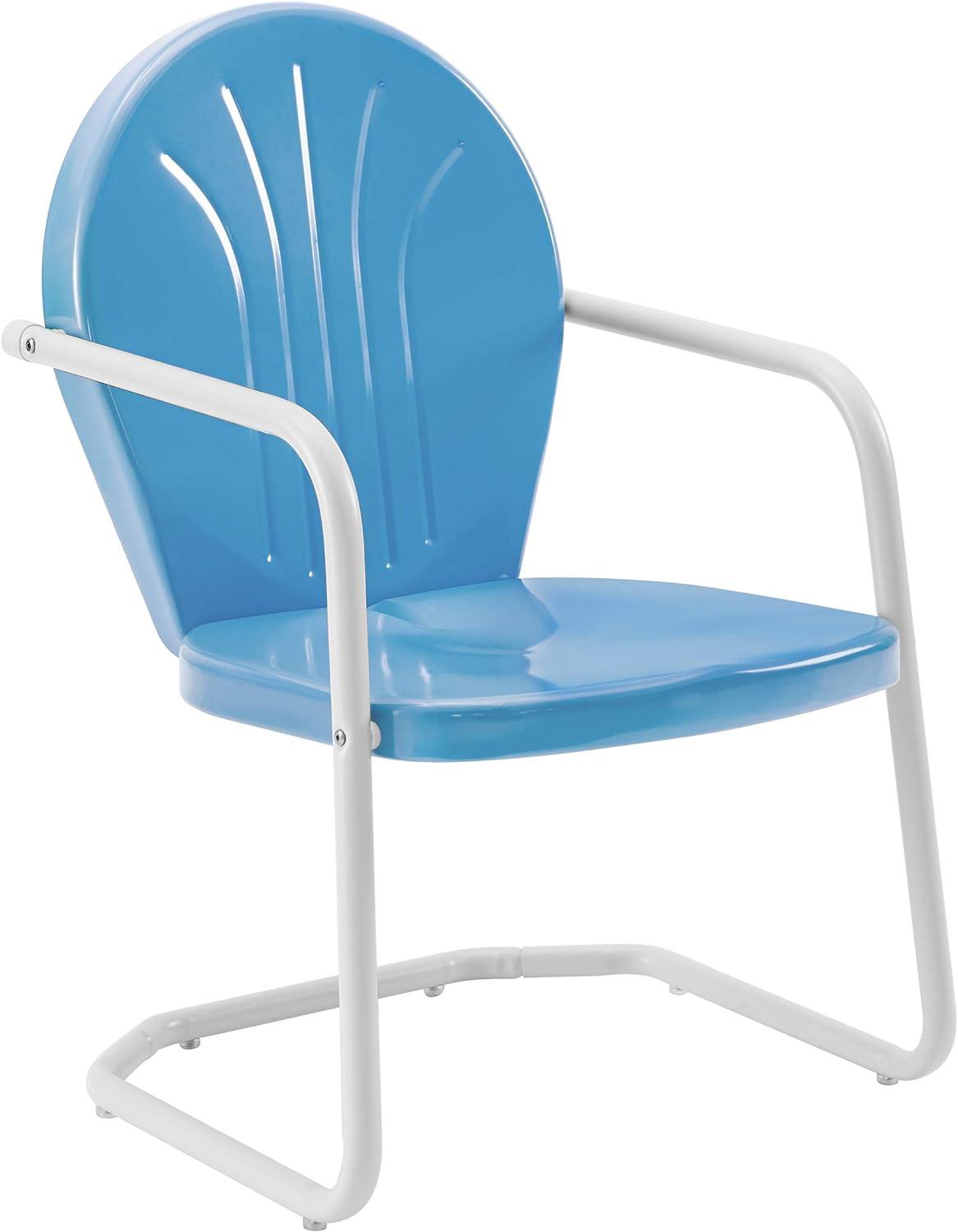 Griffith 5pc Outdoor Dining Set - Sky Blue - Crosley: Steel Frame, UV-Resistant, 4 Arm Chairs & Table