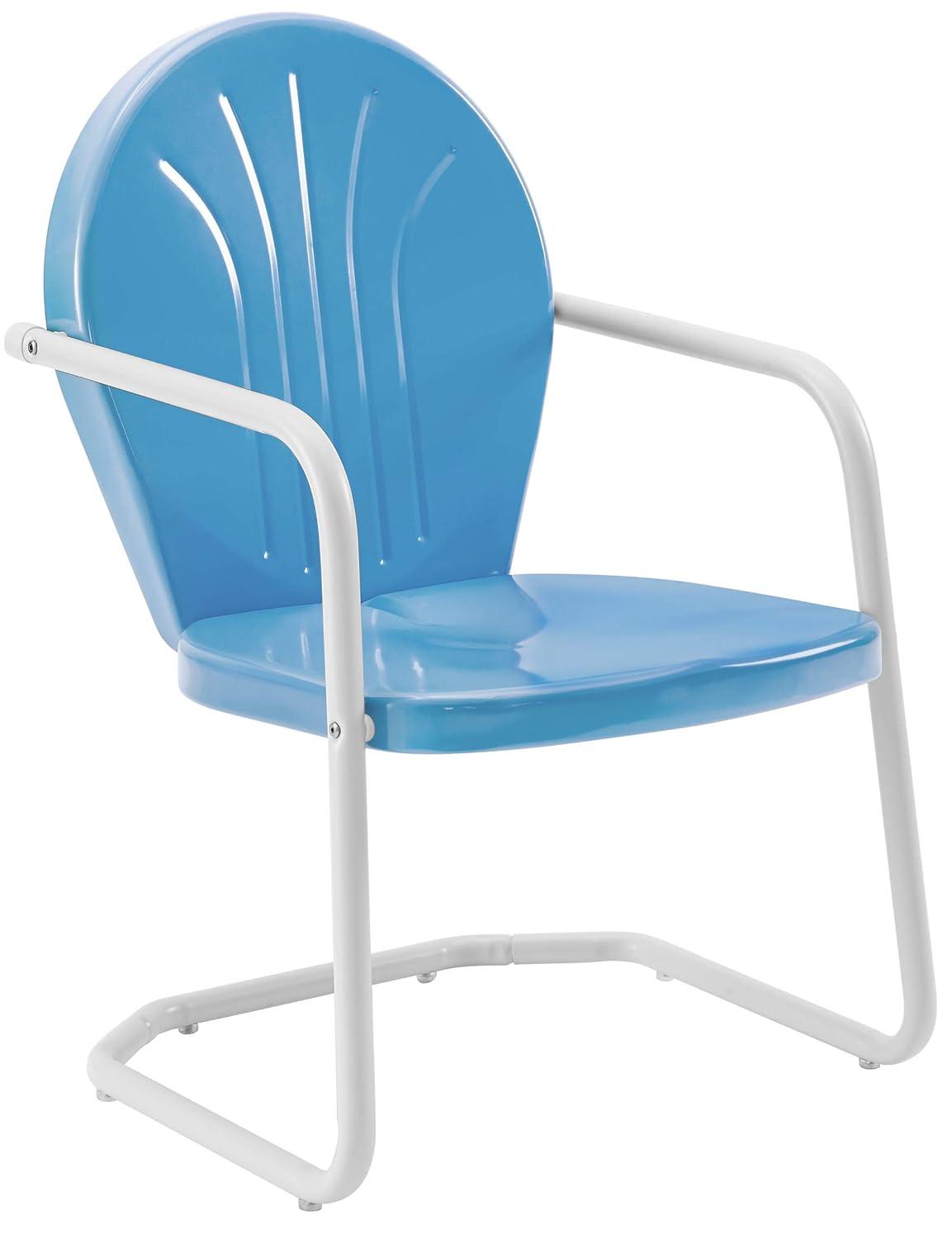 Crosley Furniture Griffith Retro Metal Patio Chair in Sky Blue