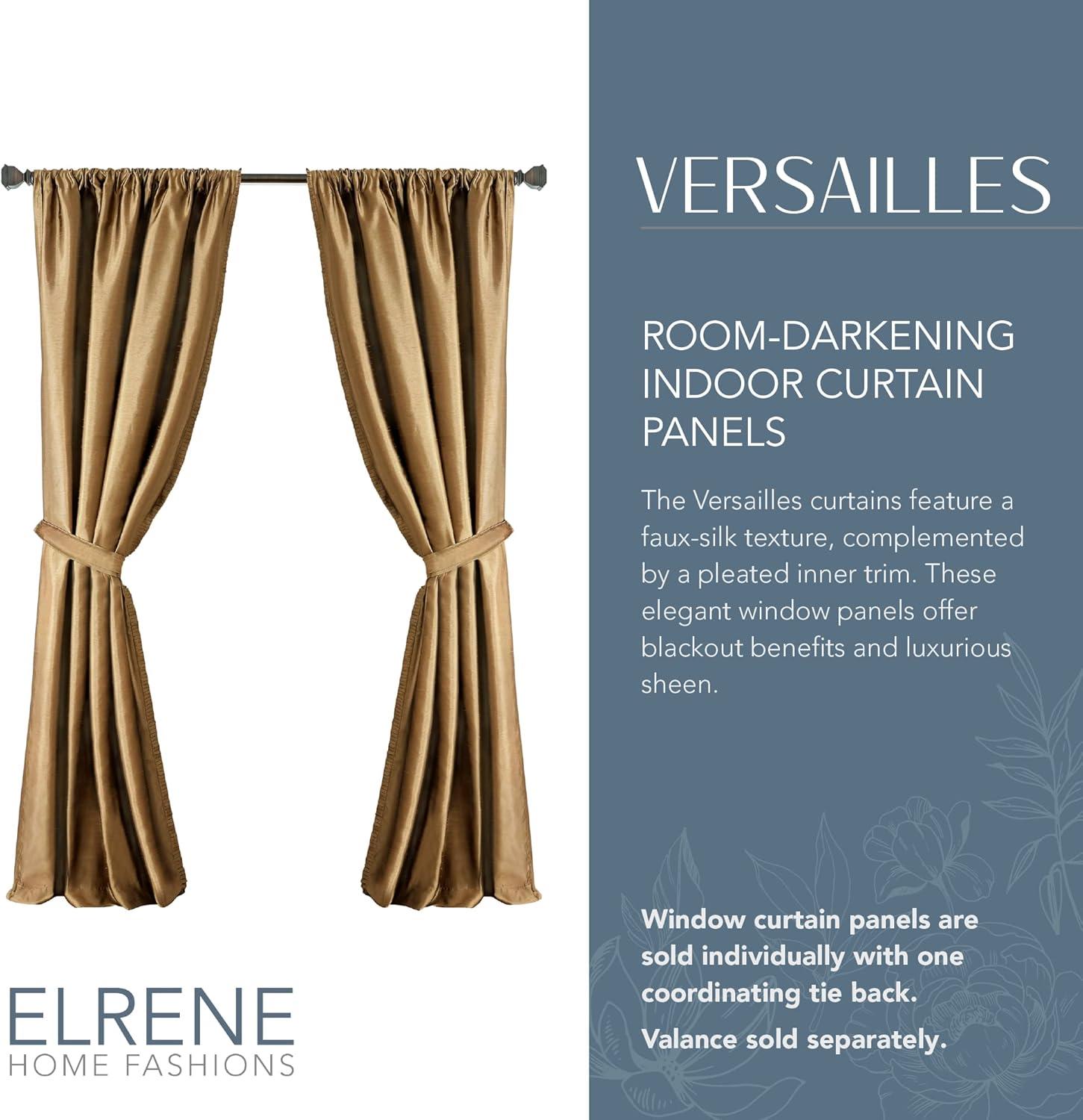 Elrene Versailles Faux Silk Room Darkening Single Window Curtain Panel - Elrene Home Fashions