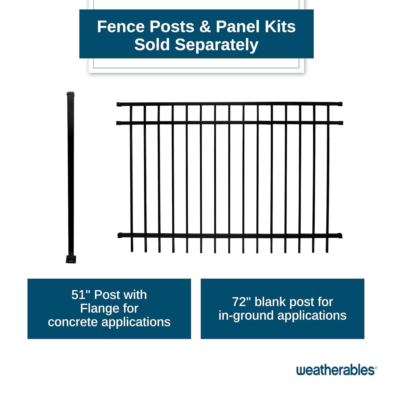 Weatherables Livingston Aluminum Fence Kit – DIY Kit for Backyard and Garden Fencing, Made with Durable Powder-Coated Aluminum That Combats Rust, Fading, and Corrosion (4’ x 6' Fence Panel)