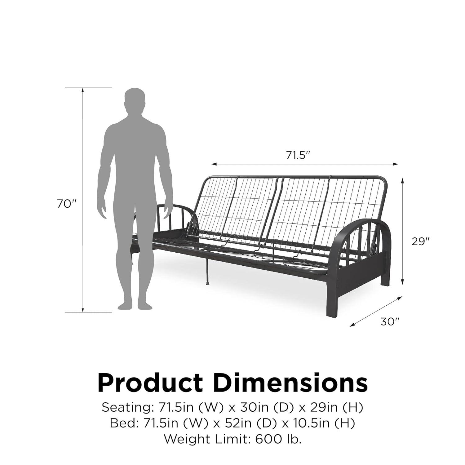 DHP Aiden Futon Frame, Gunmetal Gray