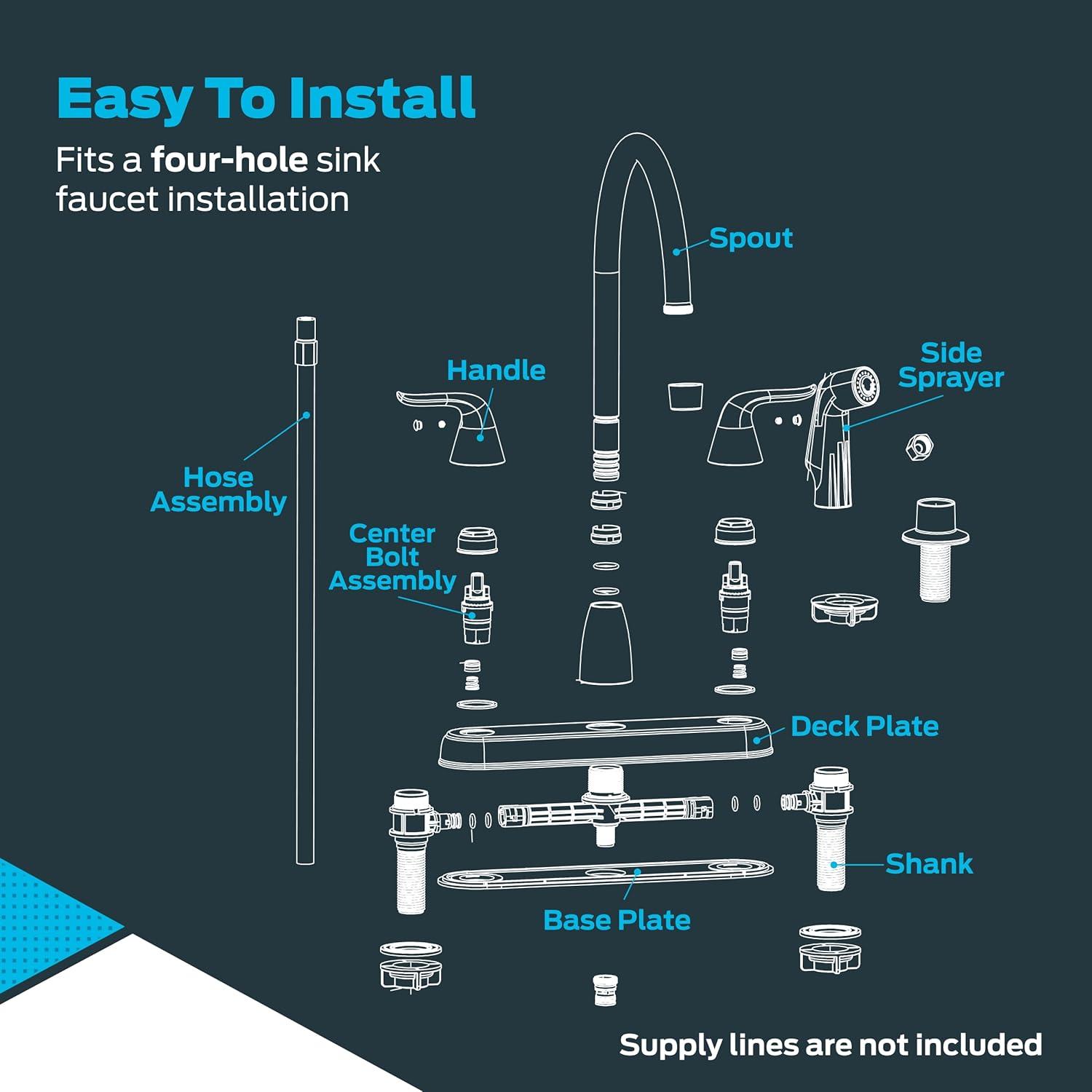 EZ-FLO 10201 High Arc Swivel Spout Kitchen Faucet, Two-Handle, Chrome
