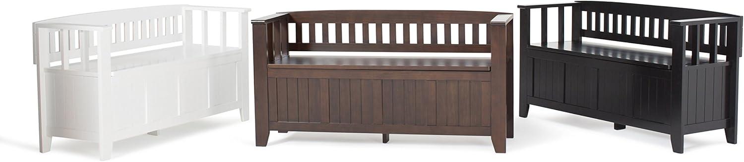 Simpli Home Acadian 48"W Solid Wood Entryway Storage Bench with Lift-Top Lid and Dual Compartments