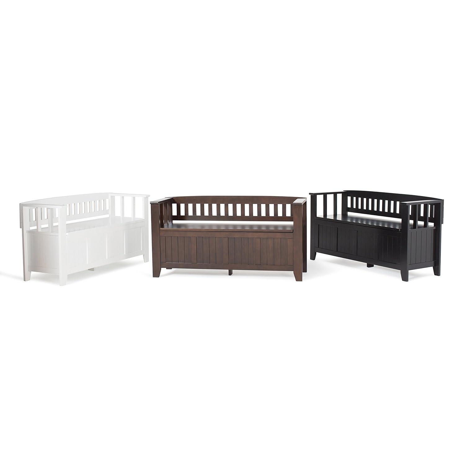 Simpli Home Acadian Solid Wood Entryway Storage Bench with Lift-Top Lid and Dual Compartments
