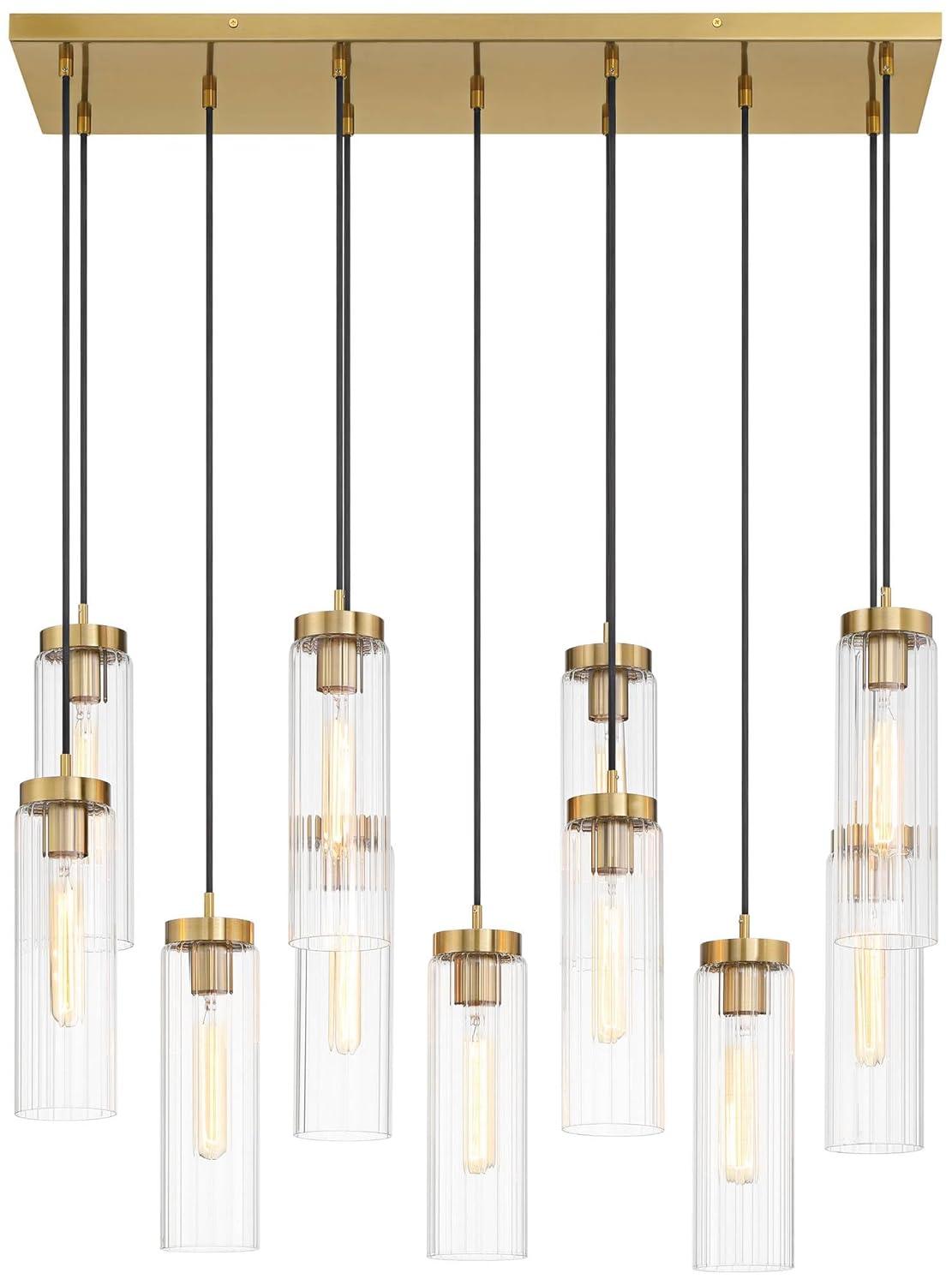 Possini Euro Design Marika 32" Modern Pendant Chandelier Ceiling Light Fixture Dining Room Over Table Kitchen Island Multi-Light Soft Gold Finish