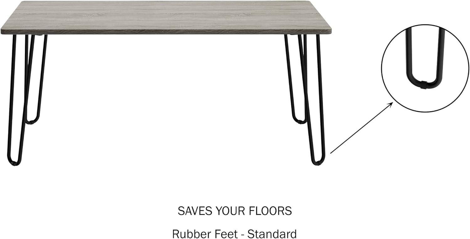 Coffee Table with Hairpin Legs-Modern Industrial Style Home Decor-Woodgrain-Look and Steel Accent Living Room Furniture, 41", Gray