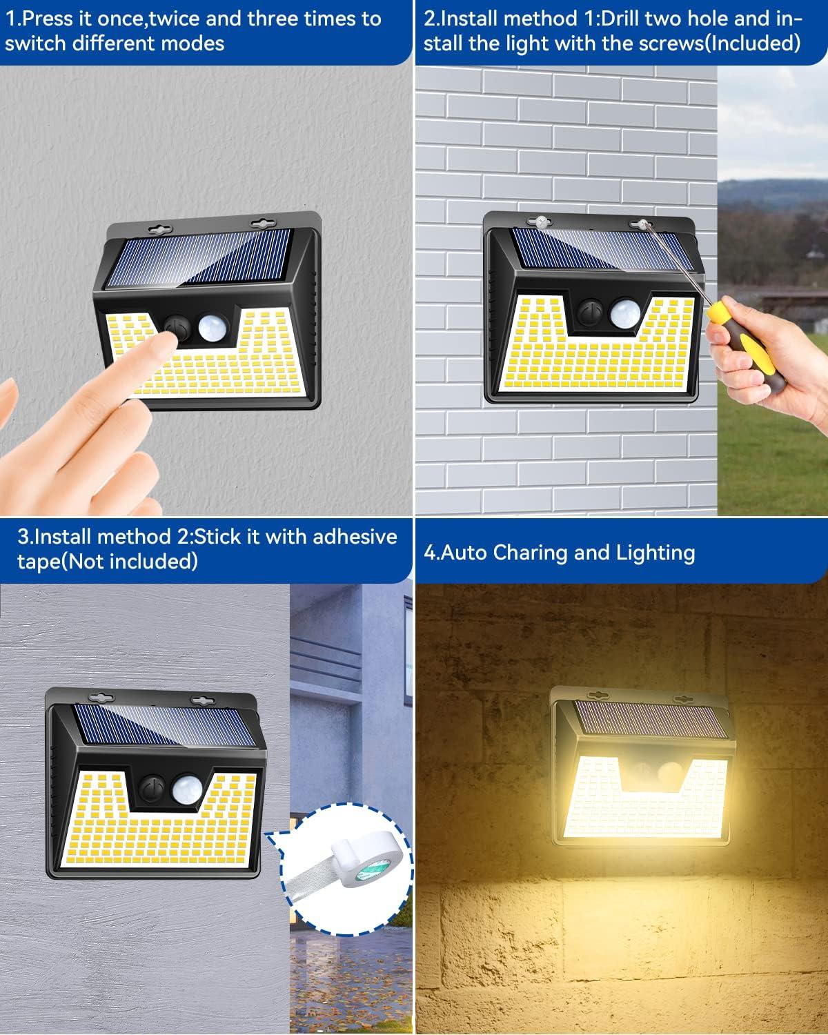 10-Pack Solar Powered LED Wall-Mounted Outdoor Lights