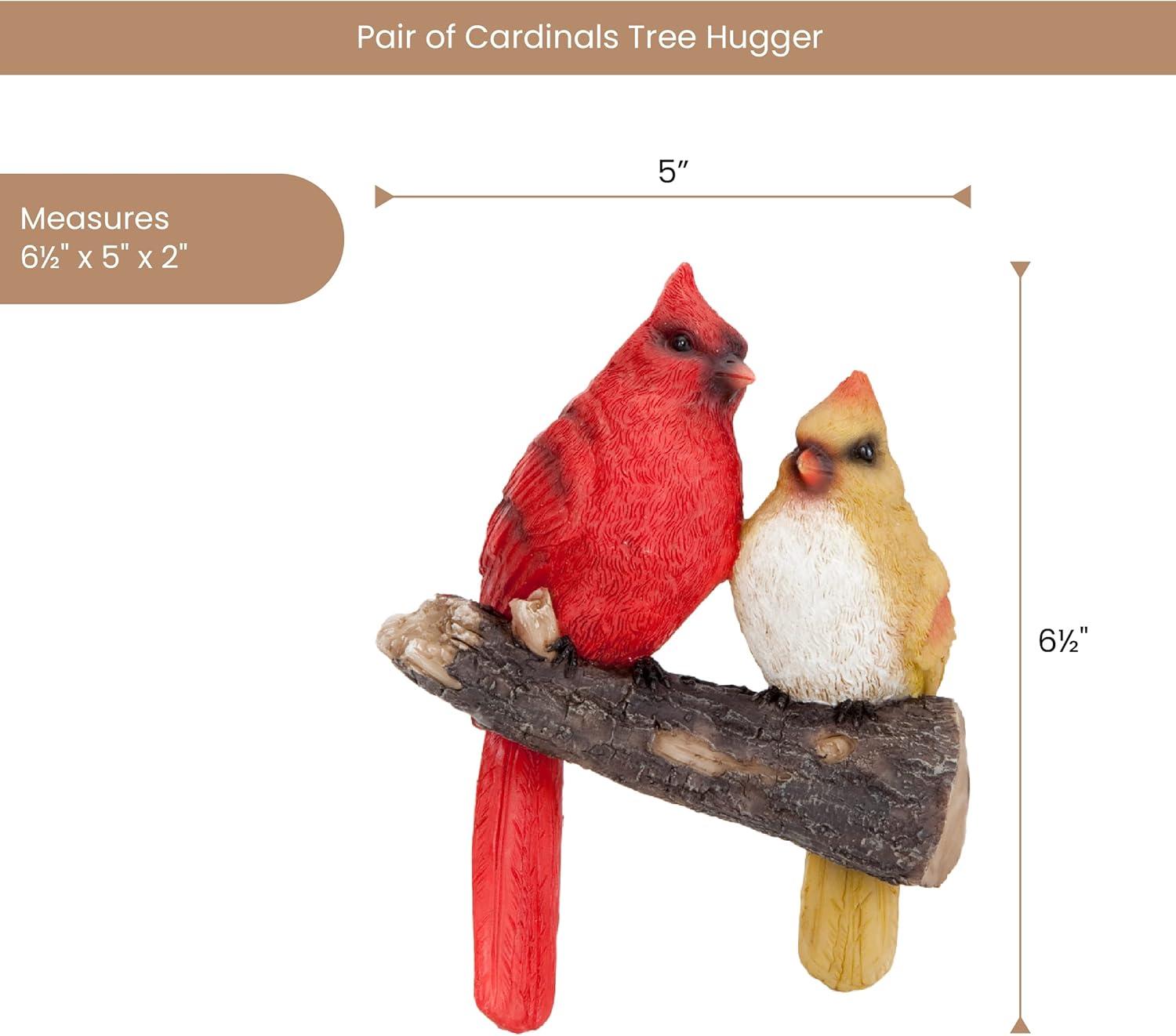 Whimsical Pair of Cardinals Tree Hugger Sculpture