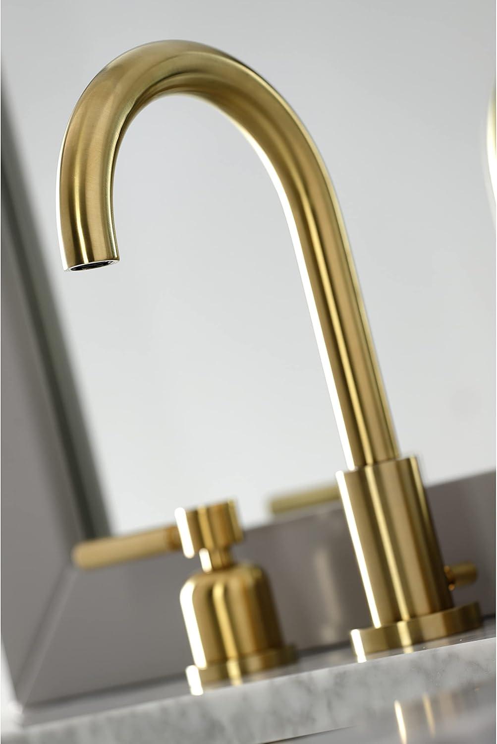 Kingston Brass Concord Two-Handle 3-Hole Deck Mount Widespread Bathroom Faucet with Brass Pop-Up Drain