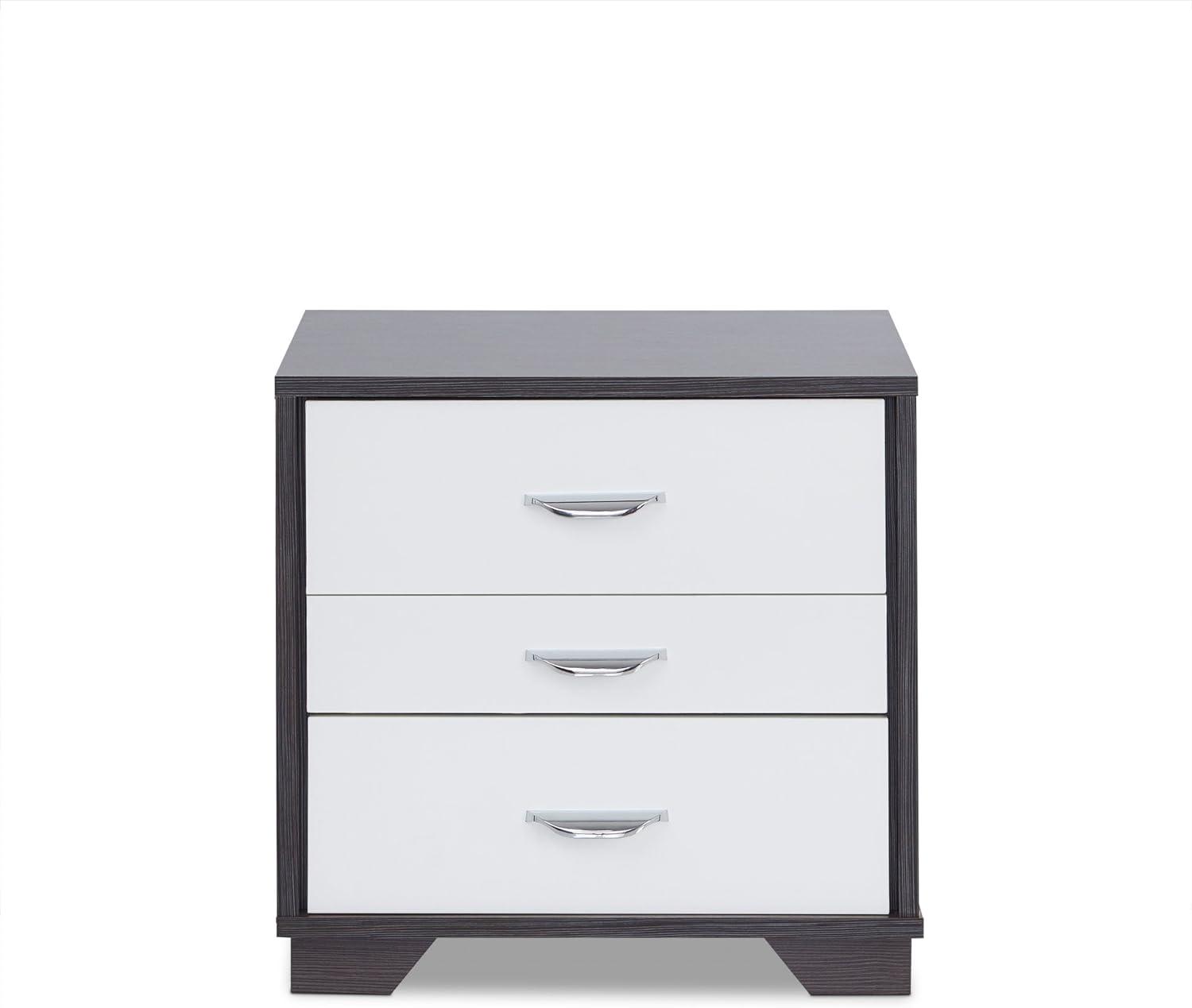 Eloy Modern Black and White 3-Drawer Nightstand