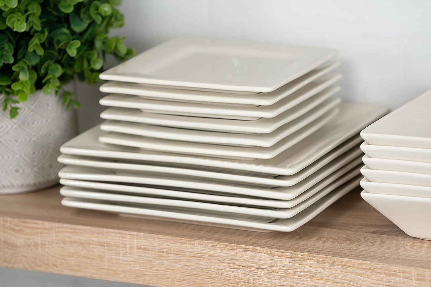 10 Strawberry Street Nova Square 30 Piece Stoneware Dinnerware Set - Cream/White