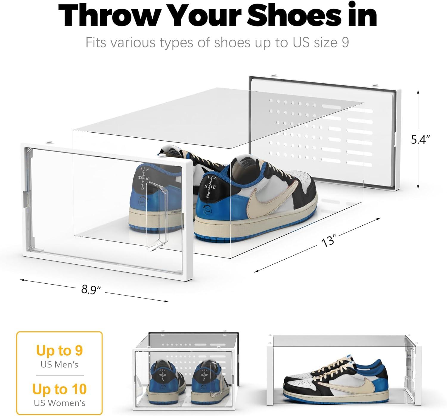 Clear Stackable Plastic Shoe Storage Boxes with Ventilation Holes