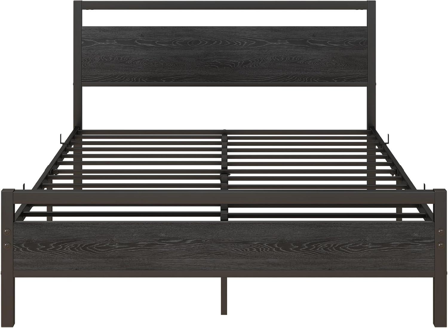 Killeryuki Full Bed Frame with Wood Headboard and Footboard, Heavy Duty Metal Platform Bed Frame, No Box Spring Needed, Noise-Killeryuki,Black