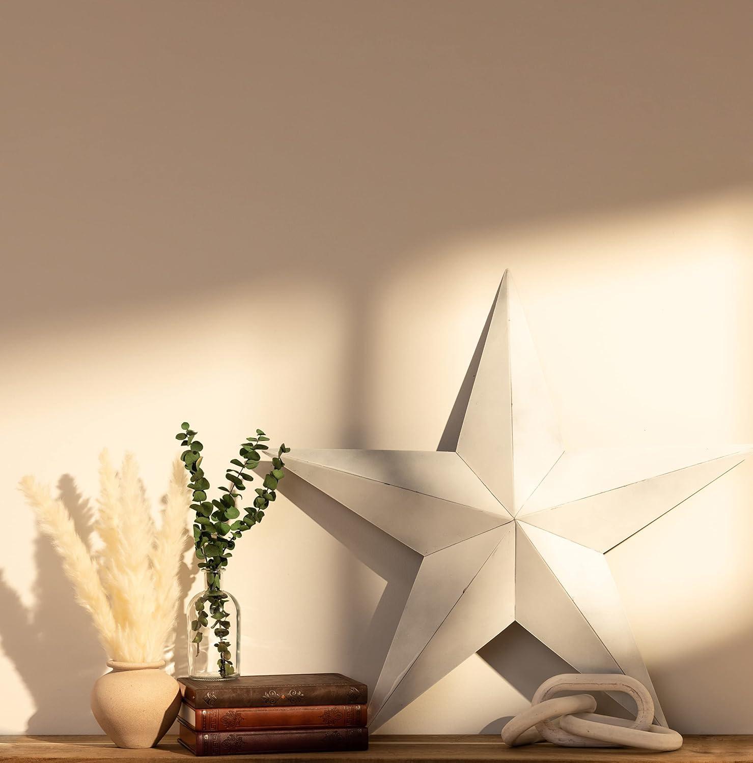 The CWI Gifts Metal Barn Star - 24" Galvanized Hanging Star - Farmhouse Wall Decor - White - 1, 24.00" x 24.00"