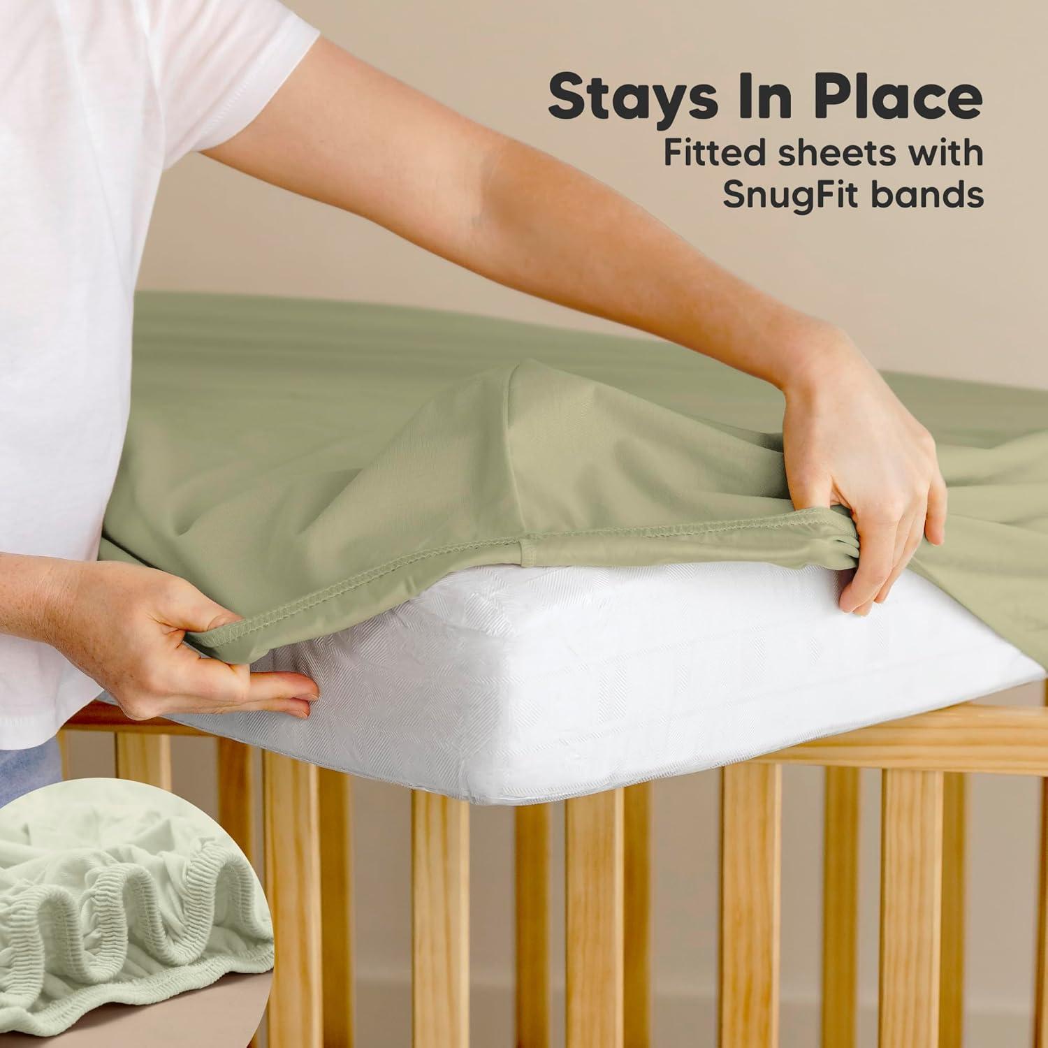 KeaBabies 2pk Soothe Waterproof Fitted Mini Crib Sheets for Girl, Boy, 100% Organic Soft Cotton Pack and Play Sheets (Oregano)