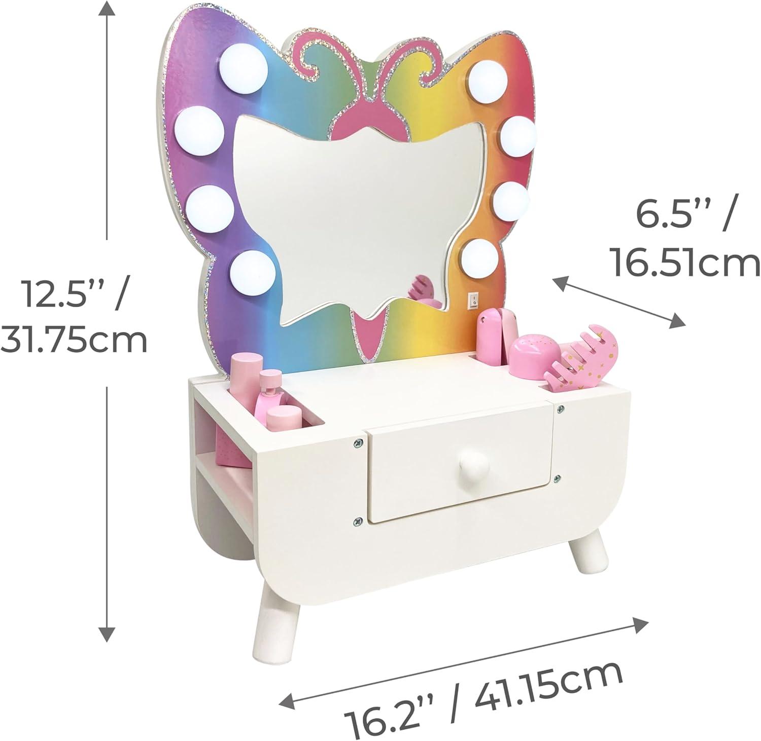 Teamson Kids Butterfly Tabletop Vanity With LED Lights