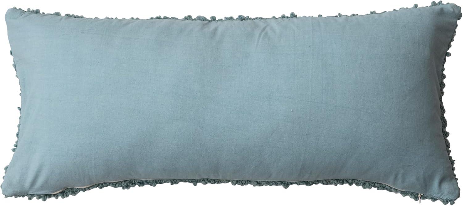 Dusty Blue Hand-Woven Fabric Indoor/Outdoor Lumbar Pillow