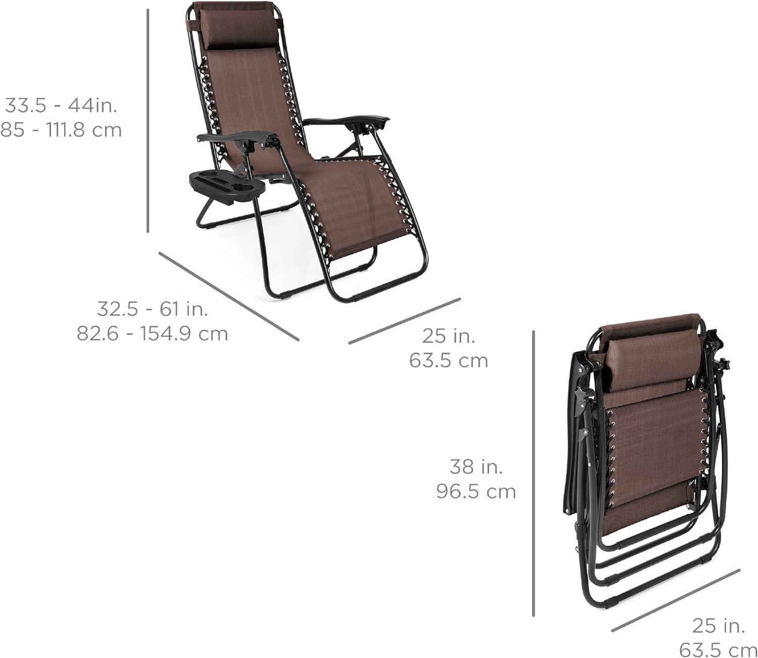 Set Of 2 Adjustable Zero Gravity Patio Chair Recliners W/ Cup Holders