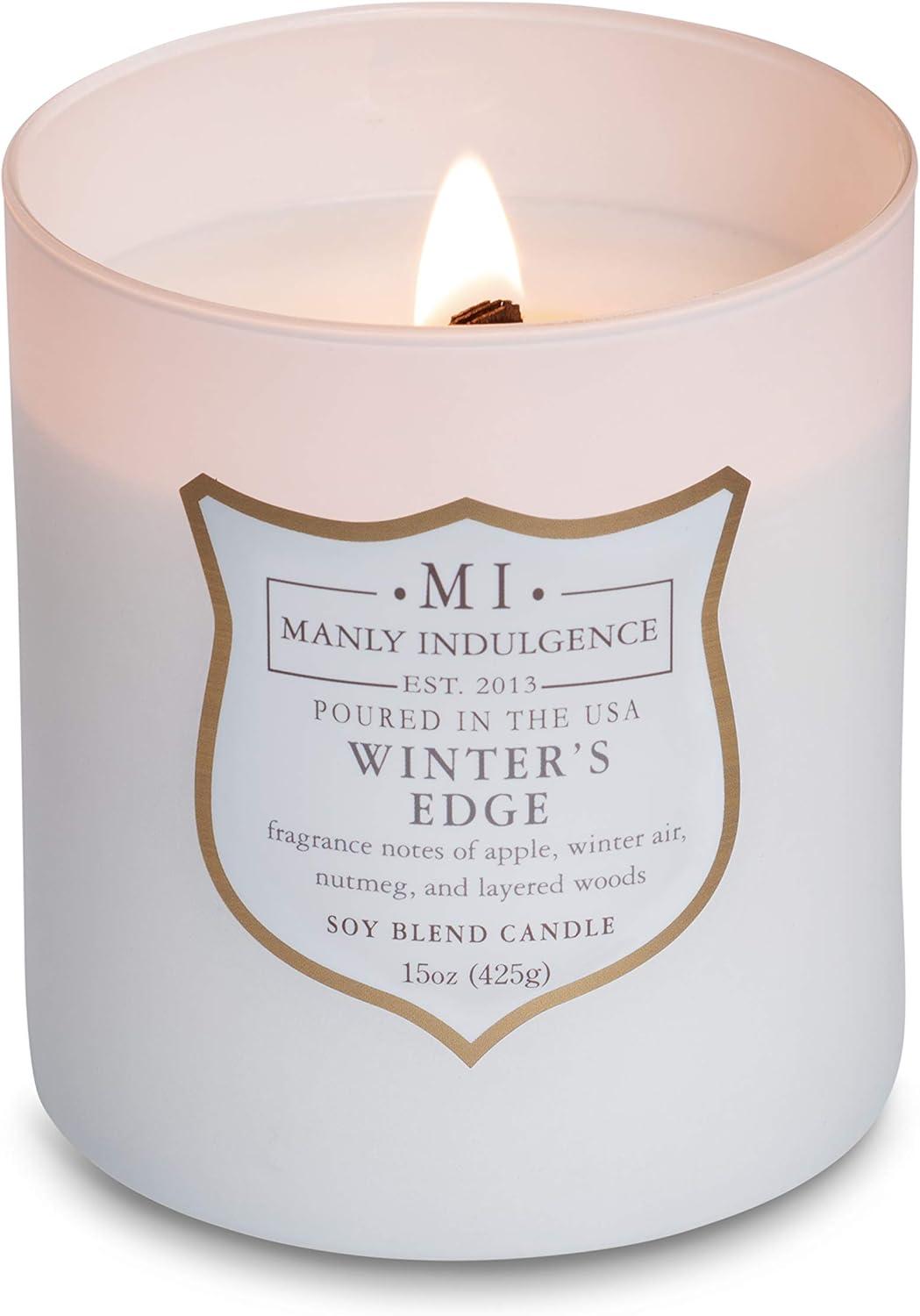 Manly Indulgence Signature Winter's Edge Scented Jar Candle, 15 oz, 60h Burn, Woody & Earthy
